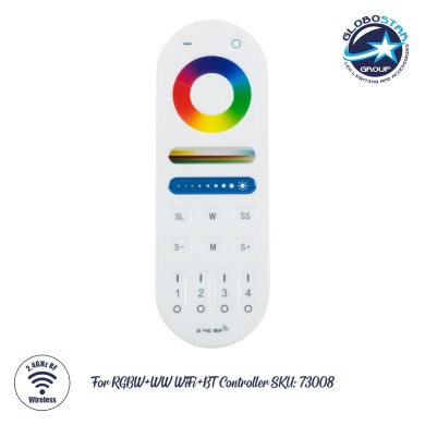 GloboStar® 73007 Ασύρματο Χειριστήριο Dimmer 2.4Ghz για Controller 73008 RGBW+WW+CCT IOS-Android 5in1 2.4Ghz DC 12-24V Max 180W