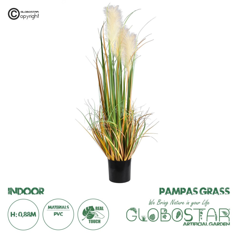 GloboStar® Artificial Garden PAMPAS GRASS 20107 Τεχνητό Διακοσμητικό Φυτό Γρασίδι της Πάμπας Υ88cm