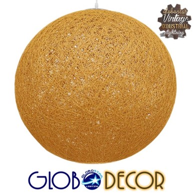 GLOBOSTAR® OCEANA 01361 Boho Κρεμαστό Φωτιστικό Οροφής με Ντουί 1 x E27 AC 220-240V IP20 - Μπεζ & Χρυσό - Μ60 x Π60 x Υ60cm