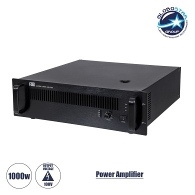 GloboStar® FDB CA1000 98016 Power Amplifier - Επαγγελματικός Ενισχυτής Ηχείων Εγκαταστάσεων 100V - Frequency Response 60Hz-20Khz - AC 220V-50-60Hz - 1000W-4Ω - IP20 - Μαύρο - Μ48.5 x Π45.5 x Υ13.2cm