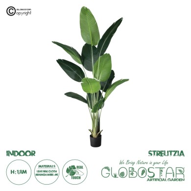 GloboStar® Artificial Garden STRELITZIA 20026 Τεχνητό Διακοσμητικό Φυτό  Στρελίτσια - Πουλί του Παραδείσου Υ180cm