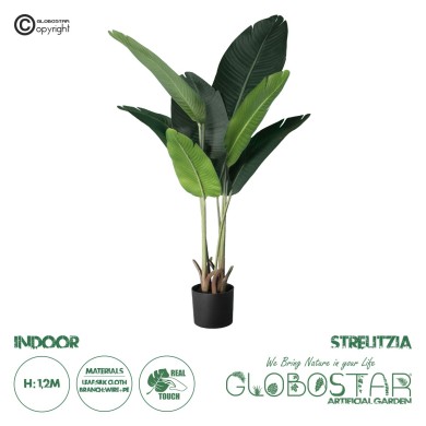 GloboStar® Artificial Garden STRELITZIA 20025 Τεχνητό Διακοσμητικό Φυτό  Στρελίτσια - Πουλί του Παραδείσου Υ120cm