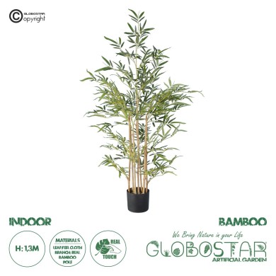 GloboStar® Artificial Garden BAMBOO 20034 Τεχνητό Διακοσμητικό Φυτό Μπαμπού Υ130cm