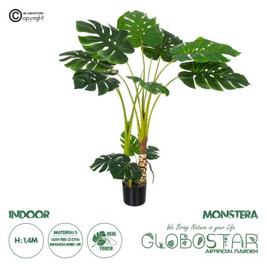 GloboStar® Artificial Garden MONSTERA PLANT 20004 - Τεχνητό Διακοσμητικό Φυτό Μονστέρα Υ140cm