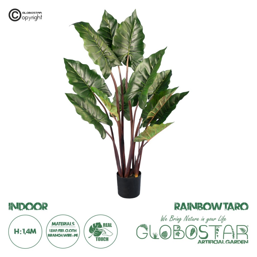 GloboStar® Artificial Garden RAINBOW TARO 20055 Τεχνητό Διακοσμητικό Φυτό Κολοκασία Υ140cm