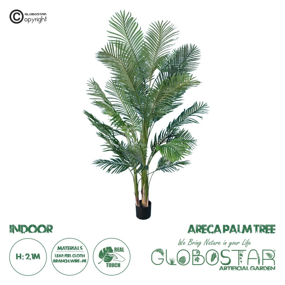 GloboStar® Artificial Garden ARECA PALM TREE 20013 - Τεχνητό Διακοσμητικό Φυτό Φοινικόδεντρο Αρέκα Υ210cm
