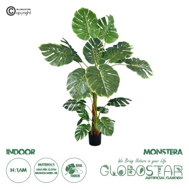 GloboStar® Artificial Garden MONSTERA PLANT 20007 - Τεχνητό Διακοσμητικό Φυτό Μονστέρα Υ160cm