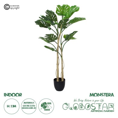 GloboStar® Artificial Garden MONSTERA PLANT 20005 - Τεχνητό Διακοσμητικό Φυτό Μονστέρα Υ110cm