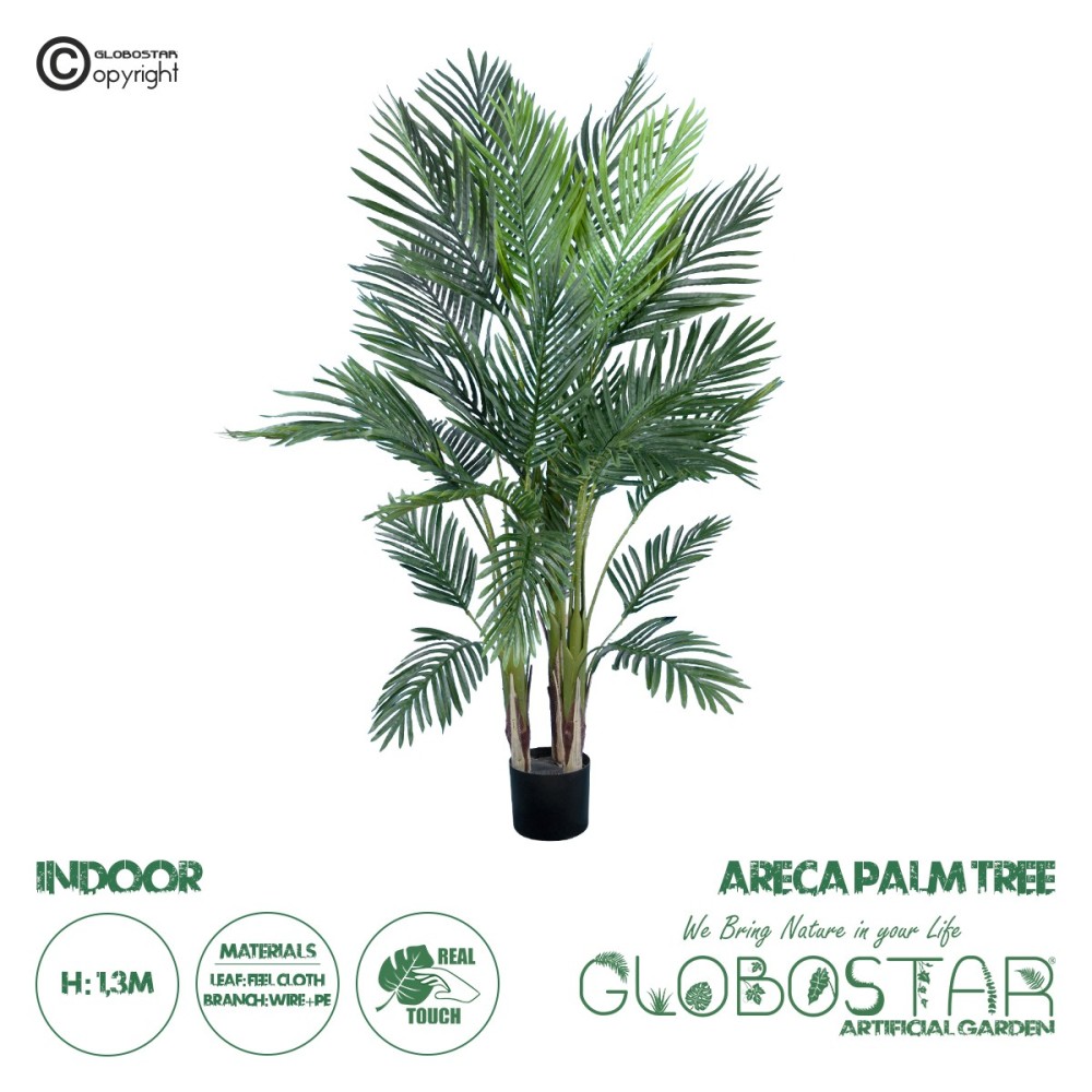GloboStar® Artificial Garden ARECA PALM TREE 20012 - Τεχνητό Διακοσμητικό Φυτό Φοινικόδεντρο Αρέκα Υ130cm