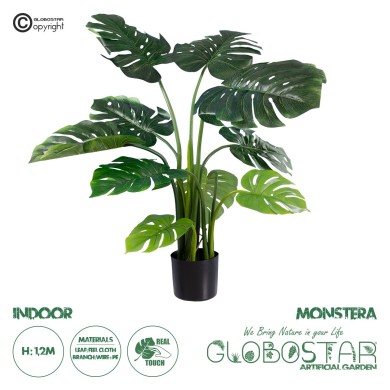 GloboStar® Artificial Garden MONSTERA PLANT 20002 - Τεχνητό Διακοσμητικό Φυτό Μονστέρα Υ120cm