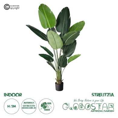 GloboStar® Artificial Garden STRELITZIA 20027 Τεχνητό Διακοσμητικό Φυτό  Στρελίτσια - Πουλί του Παραδείσου Υ200cm