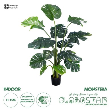GloboStar® Artificial Garden MONSTERA PLANT 20003 - Τεχνητό Διακοσμητικό Φυτό Μονστέρα Υ150cm
