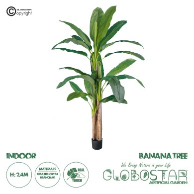 GloboStar® Artificial Garden BANANA TREE 20018 - Τεχνητό Διακοσμητικό Φυτό Μπανανιά - Μπανανόδεντρο Υ240cm