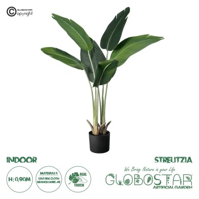 GloboStar® Artificial Garden STRELITZIA 20024 Τεχνητό Διακοσμητικό Φυτό  Στρελίτσια - Πουλί του Παραδείσου Υ90cm
