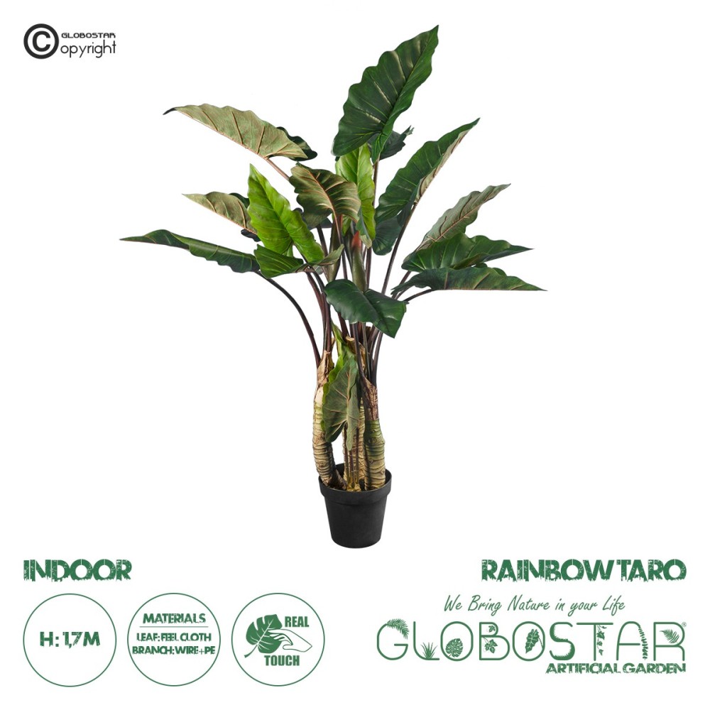 GloboStar® Artificial Garden RAINBOW TARO 20207 Τεχνητό Διακοσμητικό Φυτό Κολοκασία Υ170cm