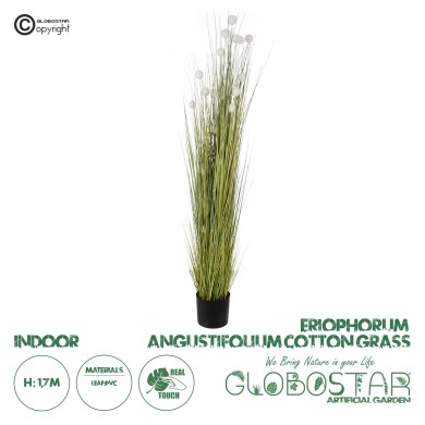 GloboStar® Artificial Garden ERIOPHORUM ANGUSTIFOLIUM COTTON GRASS 20074 Τεχνητό Διακοσμητικό Φυτό Γρασίδι του Βαμβακιού Υ170cm