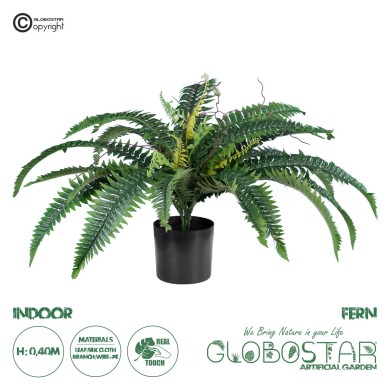 GloboStar® Artificial Garden FERN 20058 Τεχνητό Διακοσμητικό Φυτό Φτέρη Υ40cm