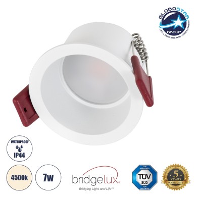 GLOBOSTAR® IP 60344 Χωνευτό Downlight Σποτ Μπάνιου & WC LED 7W 750lm 45° AC 220-240V Αδιάβροχο IP44 Φυσικό Λευκό 4500K - Lumileds SMD Chip & TÜV SÜD Driver - Λευκό Ματ - Μ6.6 x Π6.6 x Υ5.3cm - Q5.5cm - 5 Χρόνια Εγγύηση