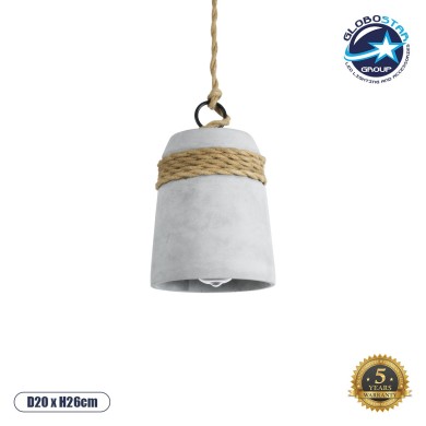 GLOBOSTAR® TRIBECA 01319 Boho Κρεμαστό Φωτιστικό Οροφής με Ντουί 1 x E27 AC 220-240V IP20 - Γκρι & Μπεζ - Μ20 x Π20 x Υ26cm