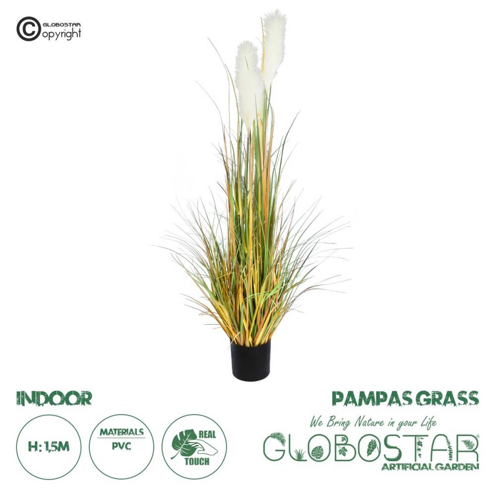 GloboStar® Artificial Garden PAMPAS GRASS 20105 Τεχνητό Διακοσμητικό Φυτό Γρασίδι της Πάμπας Υ150cm