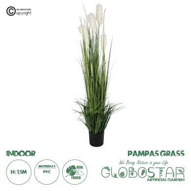 GloboStar® Artificial Garden PAMPAS GRASS 20106 Τεχνητό Διακοσμητικό Φυτό Γρασίδι της Πάμπας Υ150cm