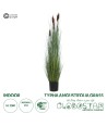 GloboStar® Artificial Garden TYPHA ANGUSTIFOLIA GRASS 20113 Τεχνητό Διακοσμητικό Φυτό Γρασίδι της Τύφας Υ150cm