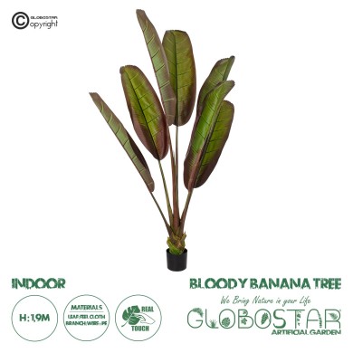 GloboStar® Artificial Garden BLOODY BANANA TREE 20118 - Τεχνητό Διακοσμητικό Φυτό Αιματόφυλλη Μπανανιά - Μπανανόδεντρο Υ190cm