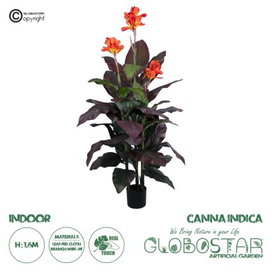 GloboStar® Artificial Garden CANNA INDICA 20209 Τεχνητό Διακοσμητικό Φυτό Ινδική Κάννα Υ160cm
