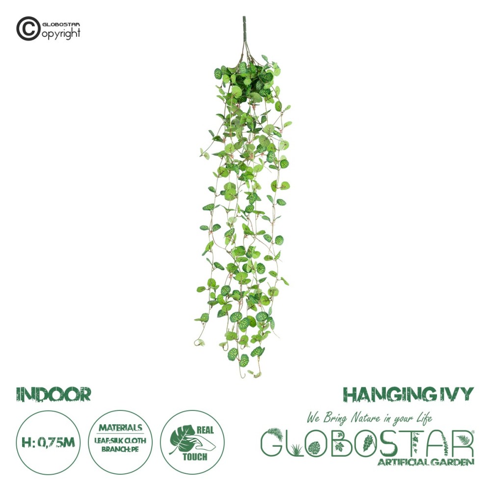 GloboStar® Artificial Garden IVY HANGING BRANCH 20237 Τεχνητό Διακοσμητικό Κρεμαστό Φυτό Κισσός Υ75cm
