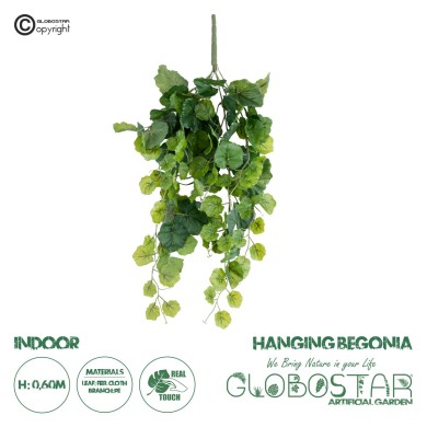 GloboStar® Artificial Garden BEGONIA HANGING BRANCH 20239 Τεχνητό Διακοσμητικό Κρεμαστό Φυτό Βιγόνια Υ60cm