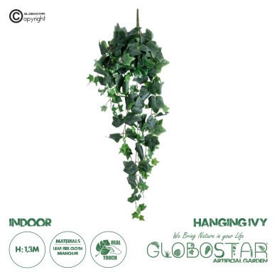 GloboStar® Artificial Garden IVY HANGING BRANCH 20252 Τεχνητό Διακοσμητικό Κρεμαστό Φυτό Κισσός Υ130cm