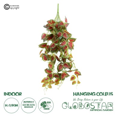 GloboStar® Artificial Garden COLEUS HANGING BRANCH 20255 Τεχνητό Διακοσμητικό Κρεμαστό Φυτό Κολέος Υ90cm