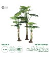 GloboStar® Artificial Garden MONSTERA SET 20090 - Τεχνητό Διακοσμητικό Σετ Φυτών Μονστέρα A:Υ300cm B:Υ200cm C:Υ150cm