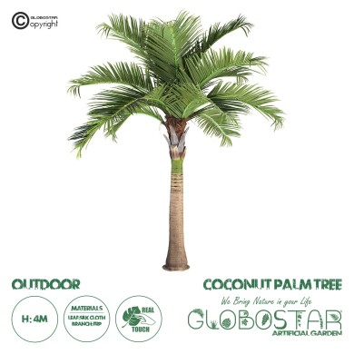 GloboStar® Artificial Garden COCONUT PALM TREE 20169 Τεχνητό Διακοσμητικό Φυτό Φοινικόδεντρο Κοκοφοίνικας Εξωτερικού Χώρου IP68 UV Certified Protection Υ400cm