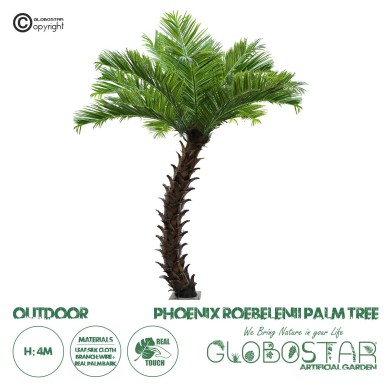 GloboStar® Artificial Garden PHOENIX ROEBELENII PALM TREE 20188 Τεχνητό Διακοσμητικό Φυτό Φοινικόδεντρο Ρομπελίνι Εξωτερικού Χώρου IP68 UV Certified Protection Υ400cm