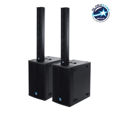 GloboStar® FDB K803+K112BAS 98024-98025-SET PA Column System - Ενεργό Αυτοενισχυόμενο Σετ Ηχείων & Subwoofer Column Κολωνάτο με Ψηφιακό Ενισχυτή FA2.36 AC 220V-50-60Hz - 600W RMS-8Ω + 400W RMS-8Ω (4000W Peak) - IP20 - Μαύρο - Σετ 4 Τεμαχίων