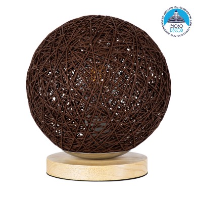 GLOBOSTAR® OCEANA 01337 Boho Επιτραπέζιο Φωτιστικό Πορτατίφ με Ντουί 1 x E27 AC 220-240V IP20 - Καφέ & Μπεζ - M20 x Π20 x Υ22cm