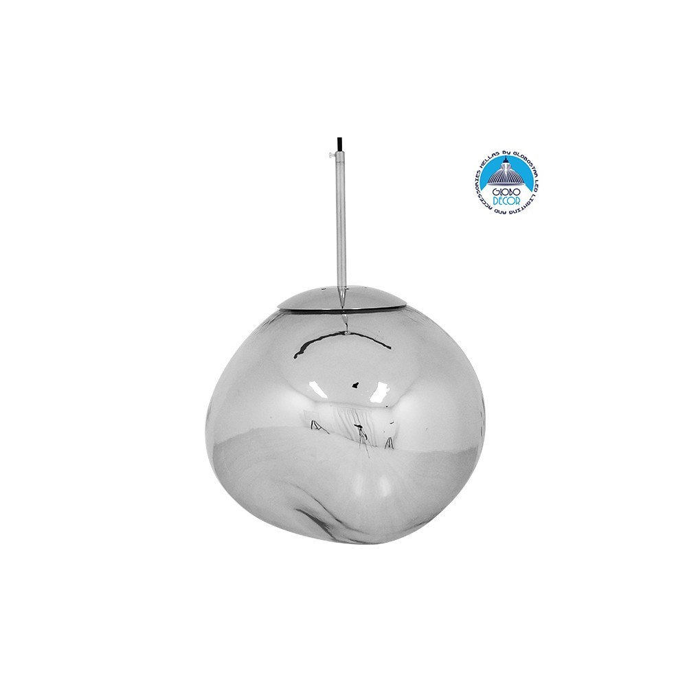 GLOBOSTAR® DIXAR 01464 Μοντέρνο Κρεμαστό Φωτιστικό Οροφής με Ντουί 1 x E27 AC 220-240V IP20 - Γκρι & Ασημί - Μ36 x Π36 x Υ45cm