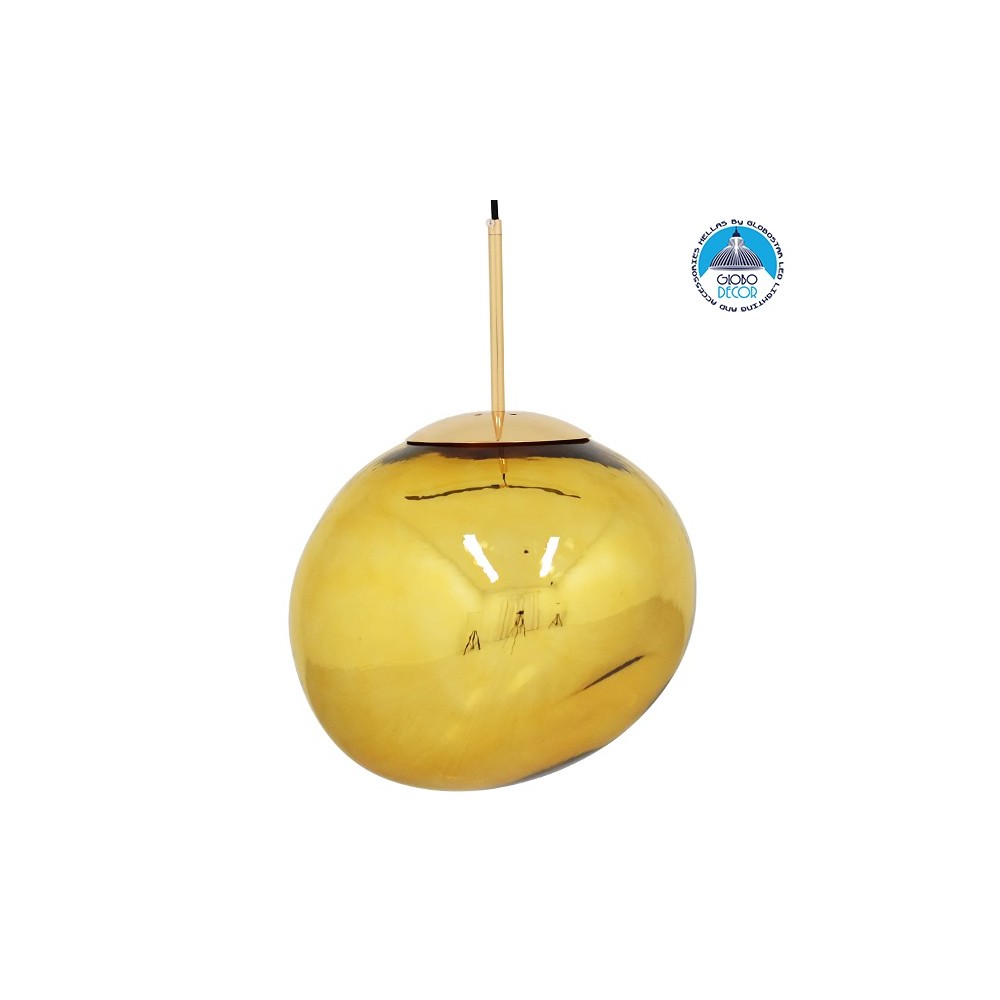 GLOBOSTAR® DIXAR 01466 Μοντέρνο Κρεμαστό Φωτιστικό Οροφής με Ντουί 1 x E27 AC 220-240V IP20 - Χρυσό - Μ36 x Π36 x Υ45cm