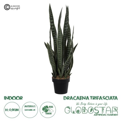 GloboStar® Artificial Garden DRACAENA TRIFASCIATA 20063 Τεχνητό Διακοσμητικό Φυτό Σανσεβιέρια Υ90cm