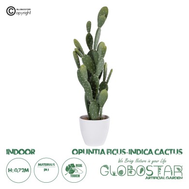 GloboStar® Artificial Garden OPUNTIA FICUS-INDICA CACTUS 20097 Τεχνητό Διακοσμητικό Φυτό Κάκτος Φραγκοσυκιά Υ72cm