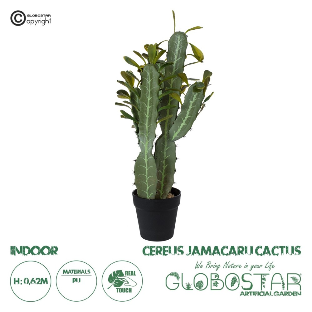 GloboStar® Artificial Garden CEREUS JAMACARU CACTUS 20102 Τεχνητό Διακοσμητικό Φυτό Κάκτος Κηρίος Υ62cm