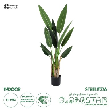 GloboStar® Artificial Garden STRELITZIA 20028 Τεχνητό Διακοσμητικό Φυτό  Στρελίτσια - Πουλί του Παραδείσου Υ120cm