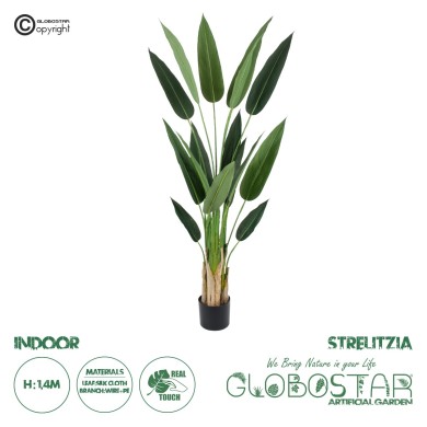 GloboStar® Artificial Garden STRELITZIA 20029 Τεχνητό Διακοσμητικό Φυτό  Στρελίτσια - Πουλί του Παραδείσου Υ140cm