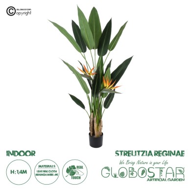 GloboStar® Artificial Garden STRELITZIA REGINAE 20032 Τεχνητό Διακοσμητικό Φυτό Στρελίτσια - Πουλί του Παραδείσου Υ140cm