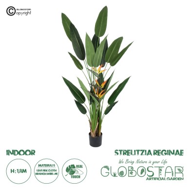 GloboStar® Artificial Garden STRELITZIA REGINAE 20033 Τεχνητό Διακοσμητικό Φυτό Στρελίτσια - Πουλί του Παραδείσου Υ180cm