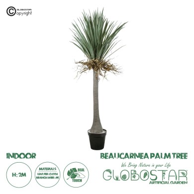 GloboStar® Artificial Garden BEAUCARNEA PALM TREE 20047 Τεχνητό Διακοσμητικό Φυτό Κυρτόφυλλος Μπουκαρνέα Υ200cm