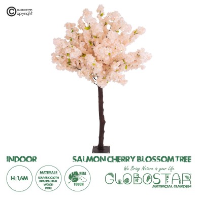GloboStar® Artificial Garden SALMON CHERRY BLOSSOM TREE 20139 Τεχνητό Διακοσμητικό Δέντρο Σομόν Κερασιά Υ160cm