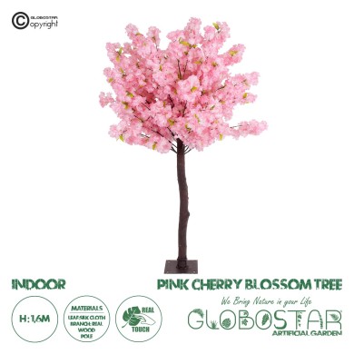 GloboStar® Artificial Garden PINK CHERRY BLOSSOM TREE 20140 Τεχνητό Διακοσμητικό Δέντρο Ροζ Κερασιά Υ160cm