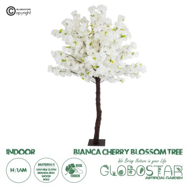 GloboStar® Artificial Garden BIANCA CHERRY BLOSSOM TREE 20141 Τεχνητό Διακοσμητικό Δέντρο Λευκή Κερασιά Υ160cm